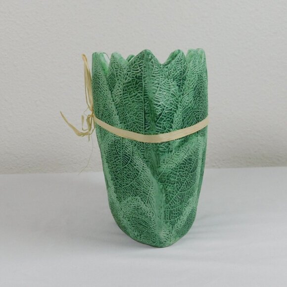 Green Leaves Design Embossed Decorative Display Tabletop Indoor/Outdoor Vase Bow - Picture 2 of 9